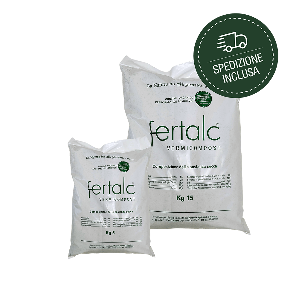 Humus di Lombrico - Fertilizzante Biologico- 1 Sacco da 5kg + 1 Sacco da 15 Kg