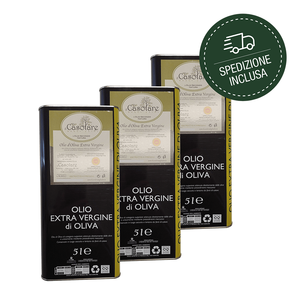 Olio Extra Vergine d’ Oliva DOP Aprutino Pescarese - 3 Latte 5 litri